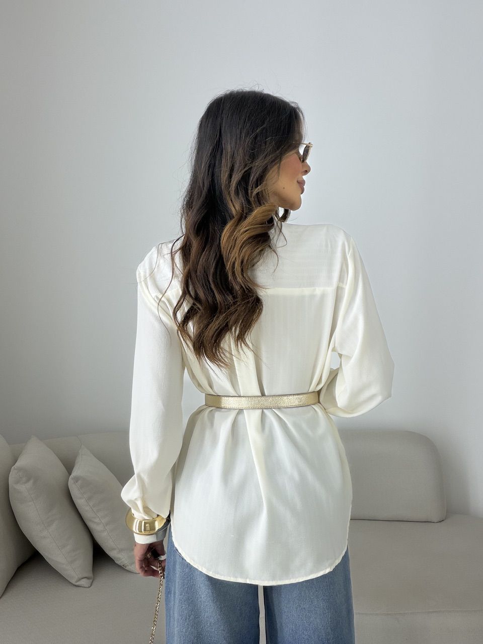 Camisa Talita Crepe Marfim