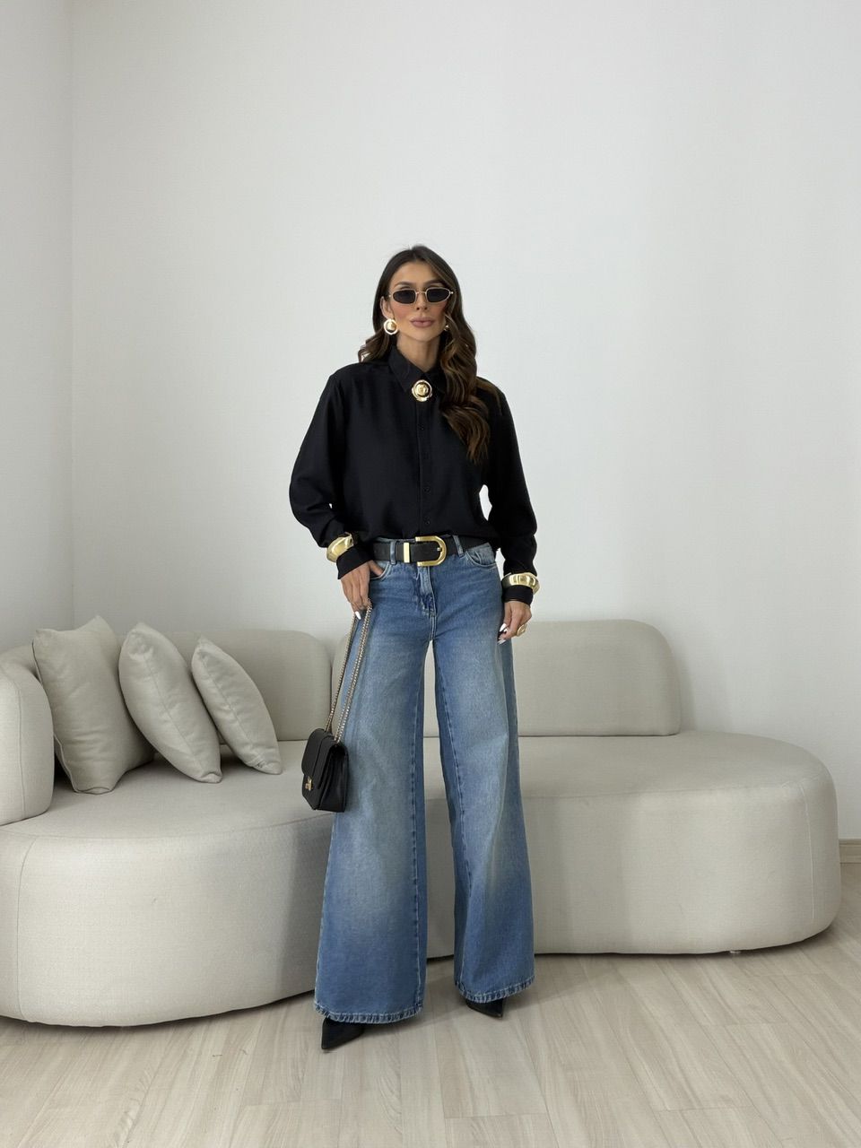 Camisa Talita Crepe Preta