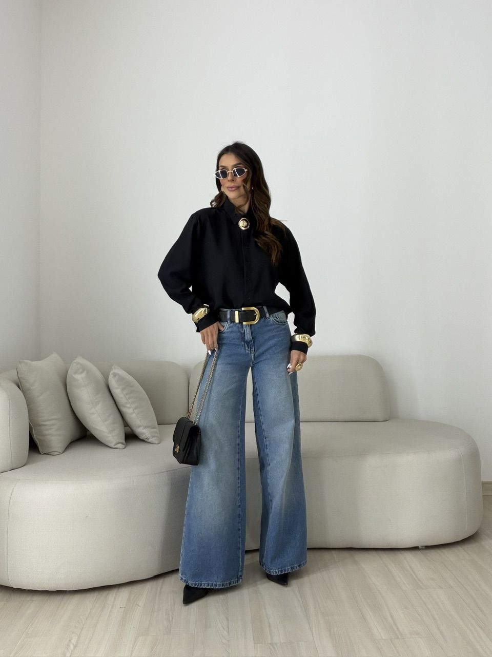 Camisa Talita Crepe Preta