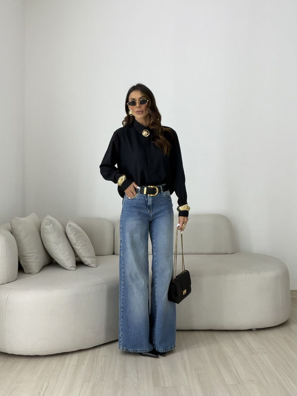 Camisa Talita Crepe Preta