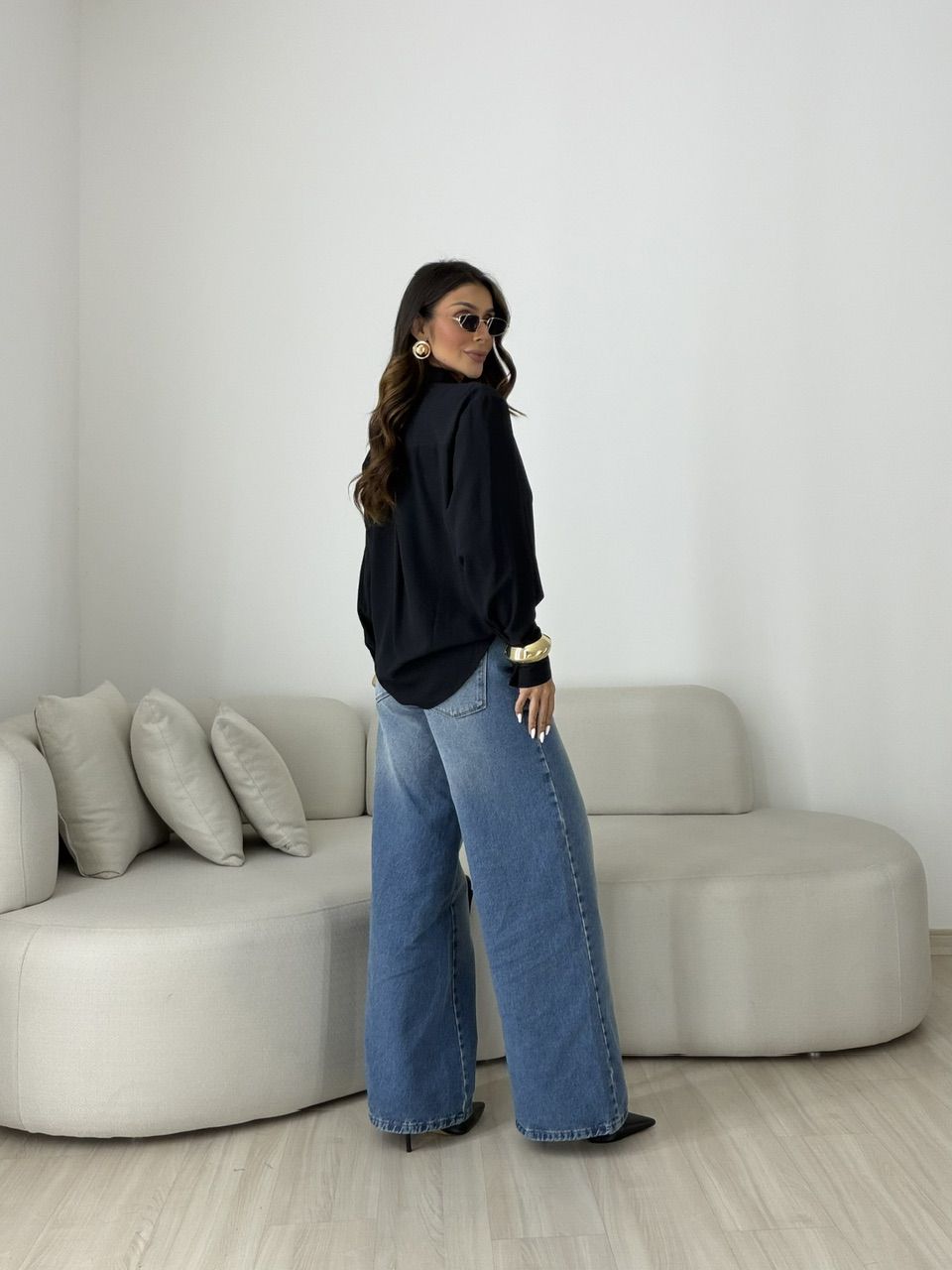 Camisa Talita Crepe Preta