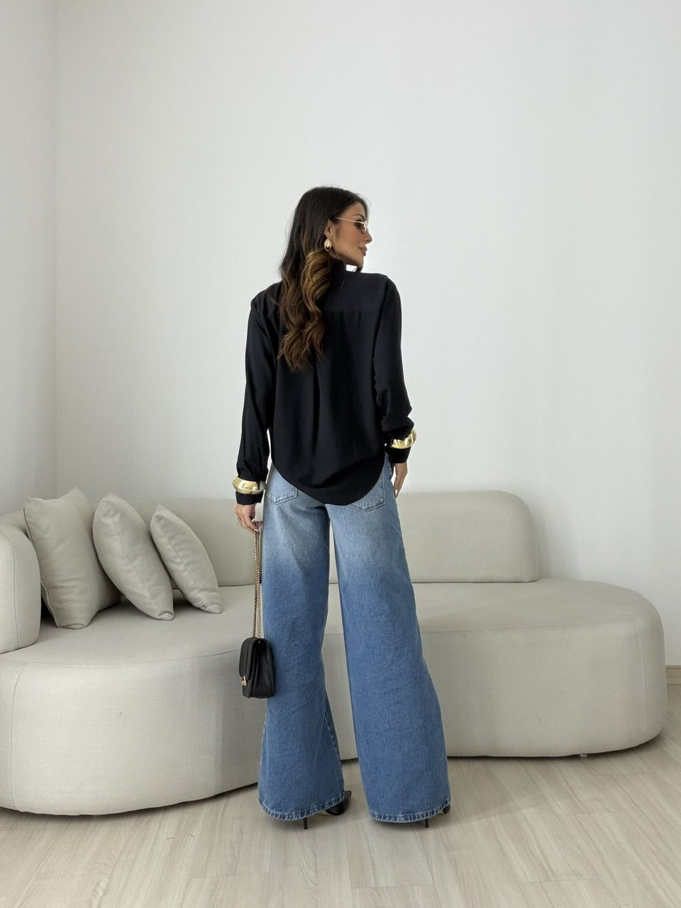 Camisa Talita Crepe Preta