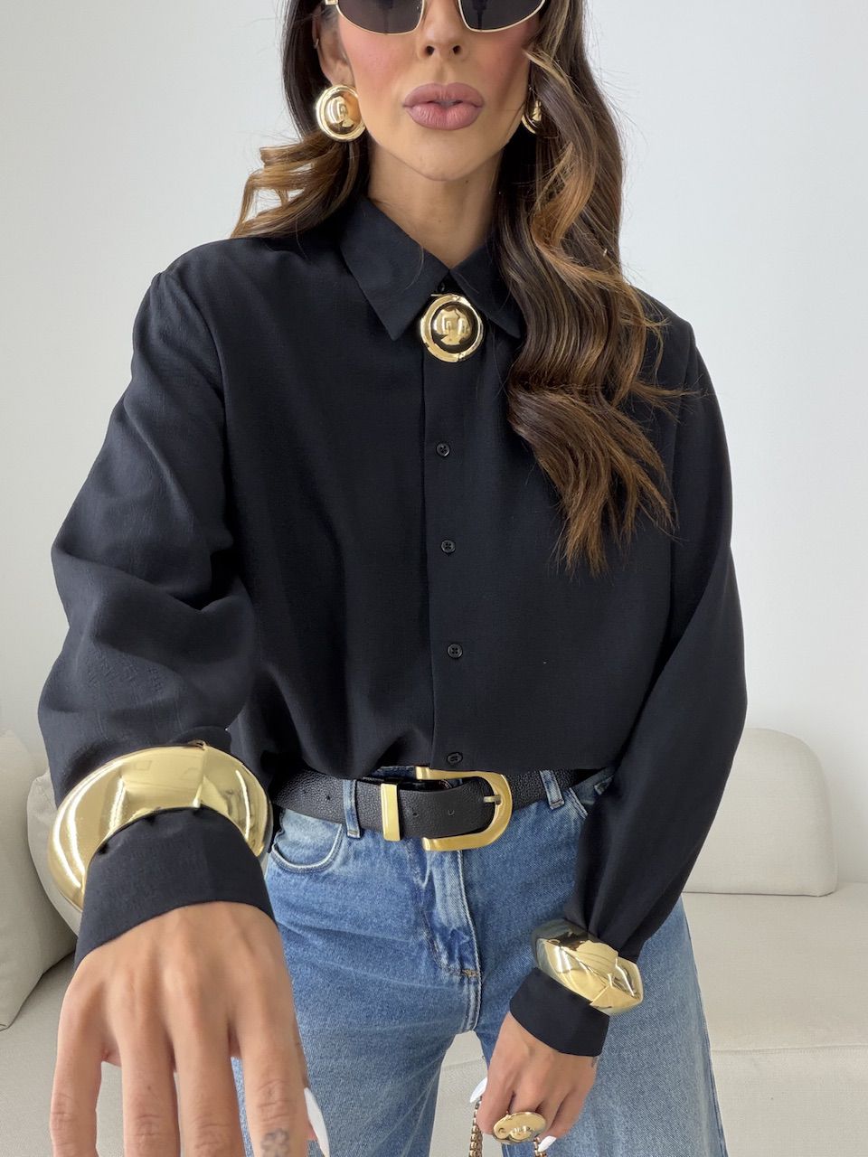 Camisa Talita Crepe Preta