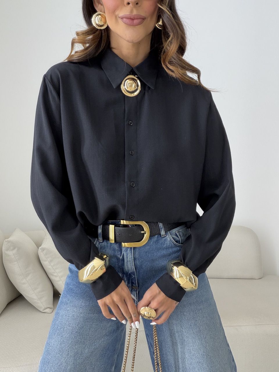 Camisa Talita Crepe Preta