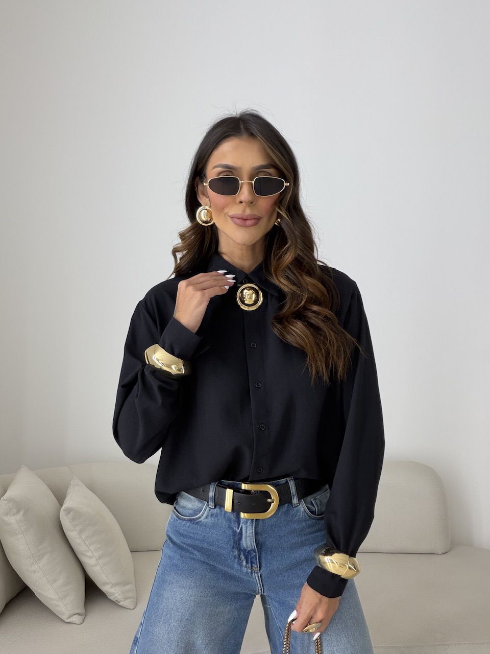 Camisa Talita Crepe Preta