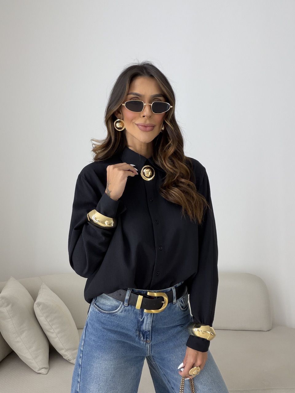 Camisa Talita Crepe Preta