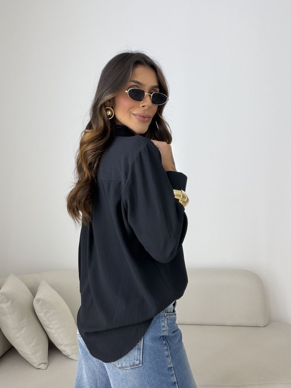 Camisa Talita Crepe Preta