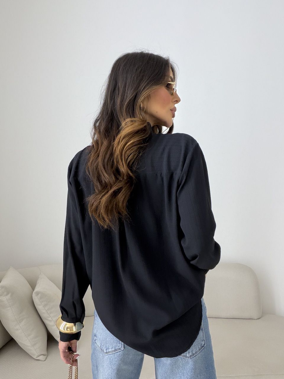 Camisa Talita Crepe Preta