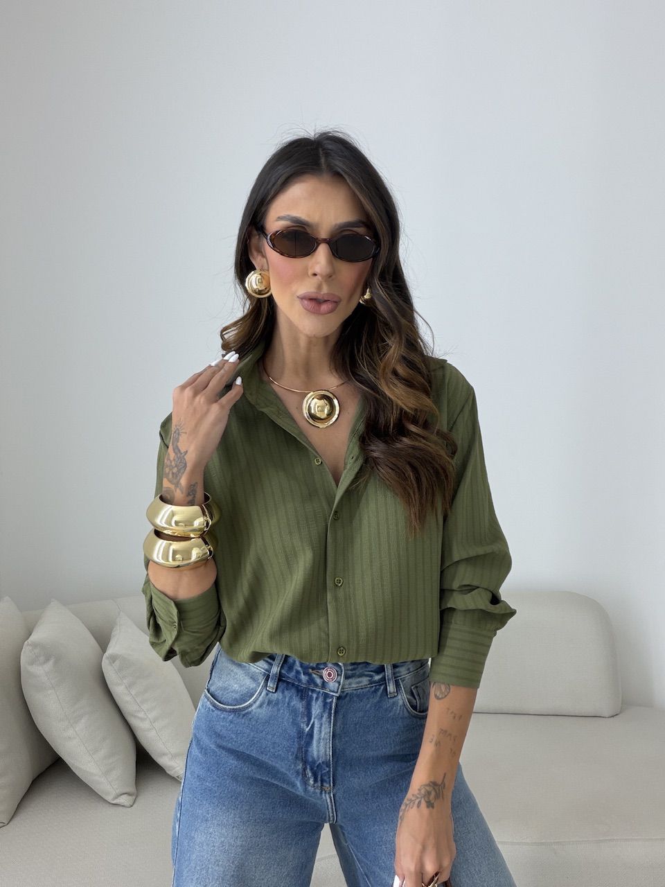 Camisa Talita Crepe Verde