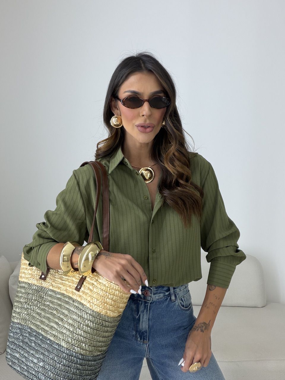 Camisa Talita Crepe Verde