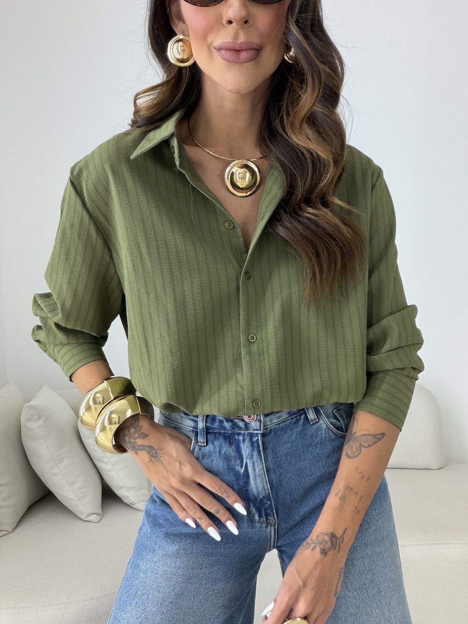 Camisa Talita Crepe Verde