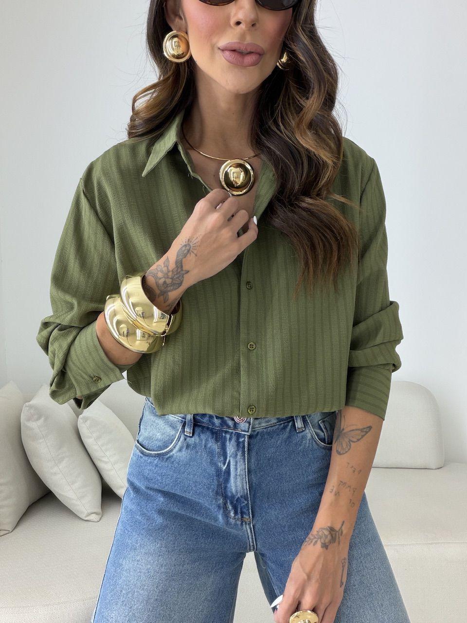 Camisa Talita Crepe Verde