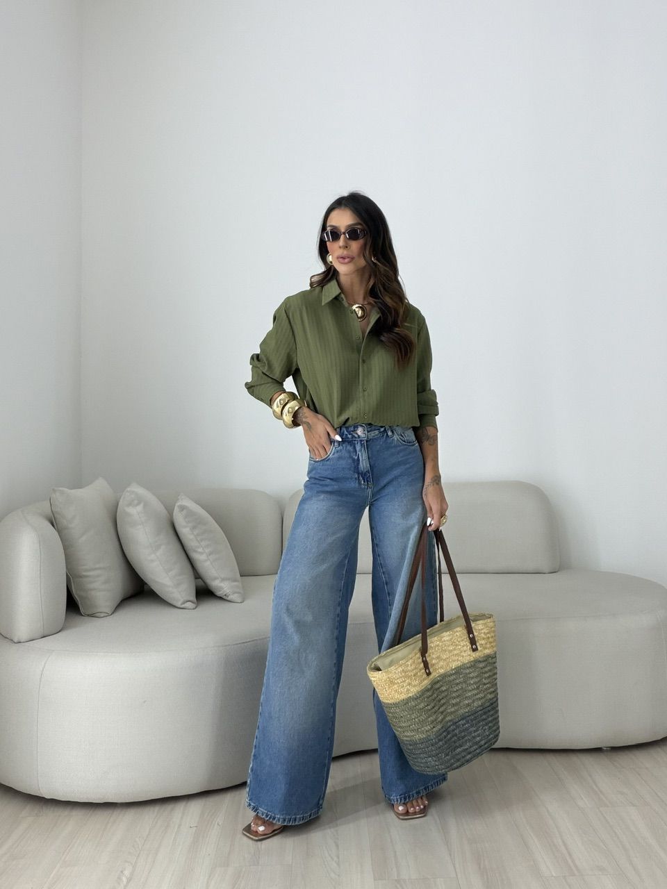 Camisa Talita Crepe Verde
