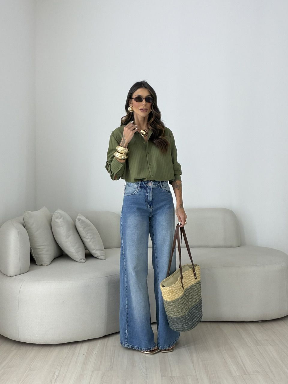Camisa Talita Crepe Verde