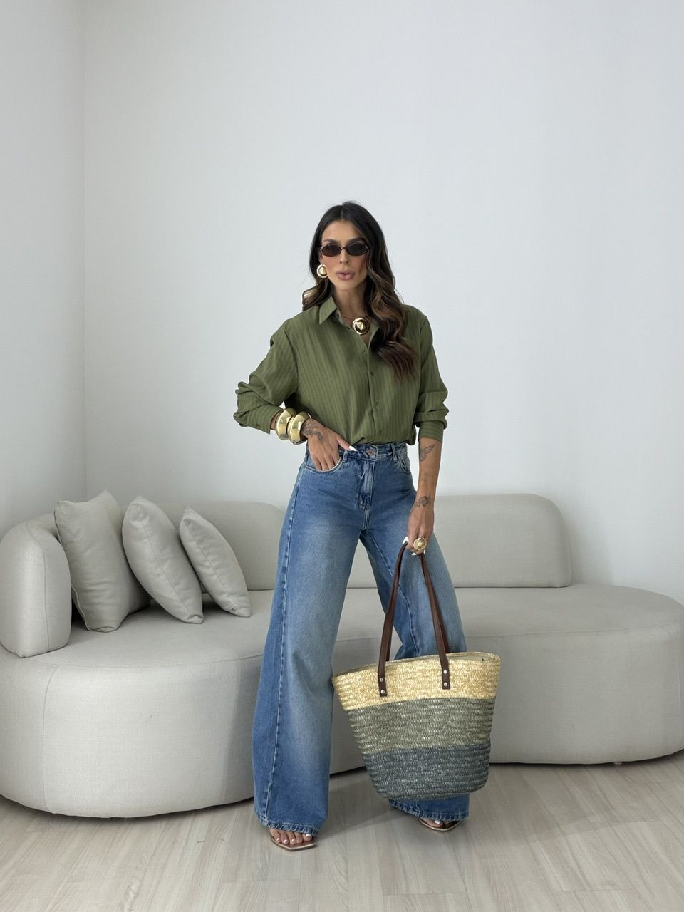 Camisa Talita Crepe Verde