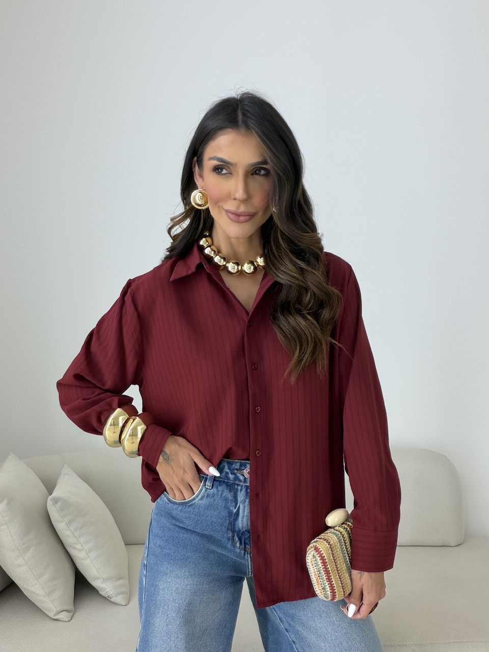 Camisa Talita Crepe Vinho