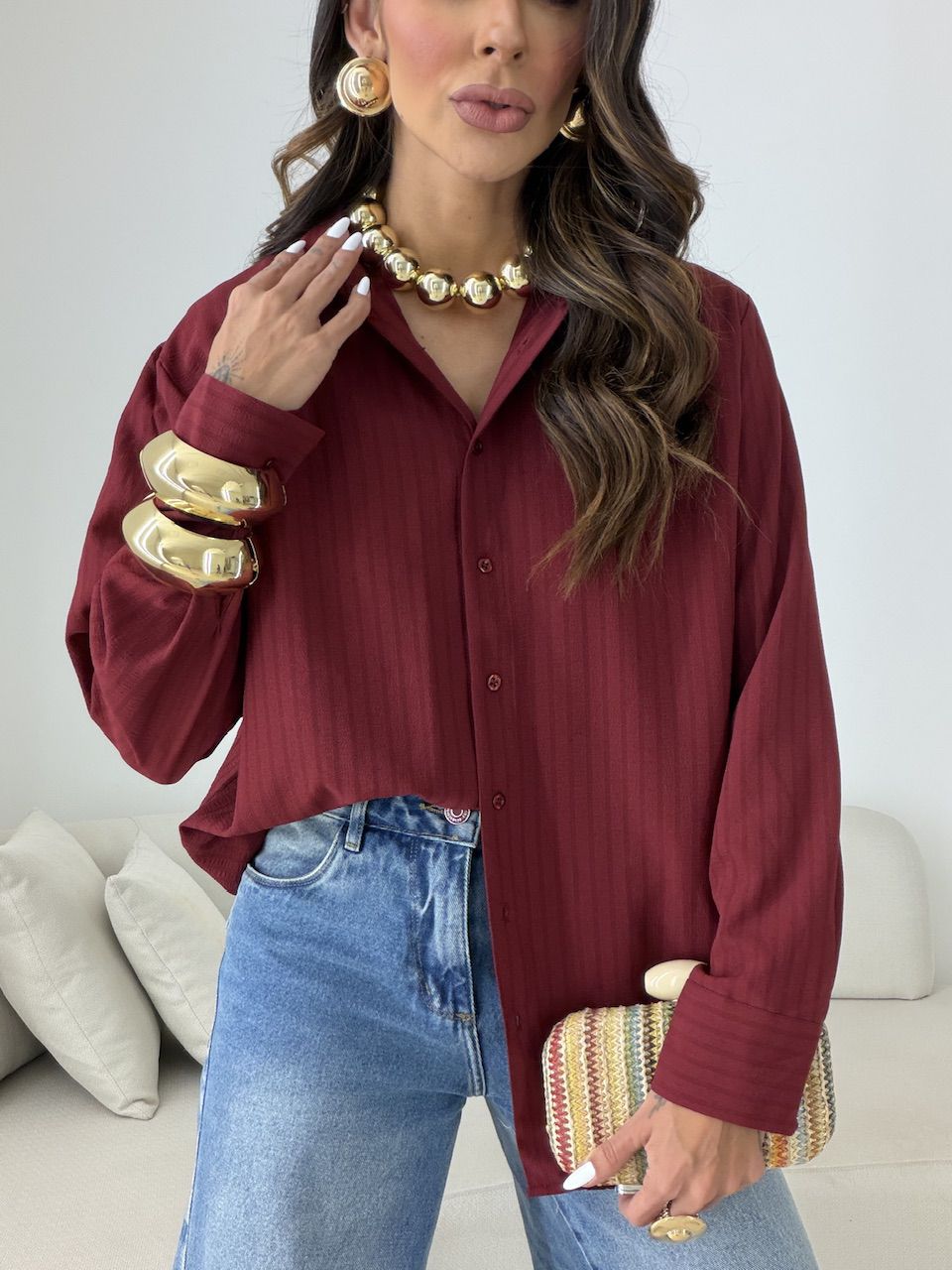 Camisa Talita Crepe Vinho