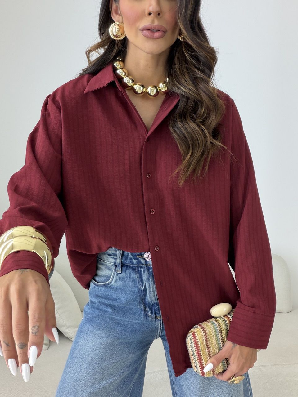 Camisa Talita Crepe Vinho