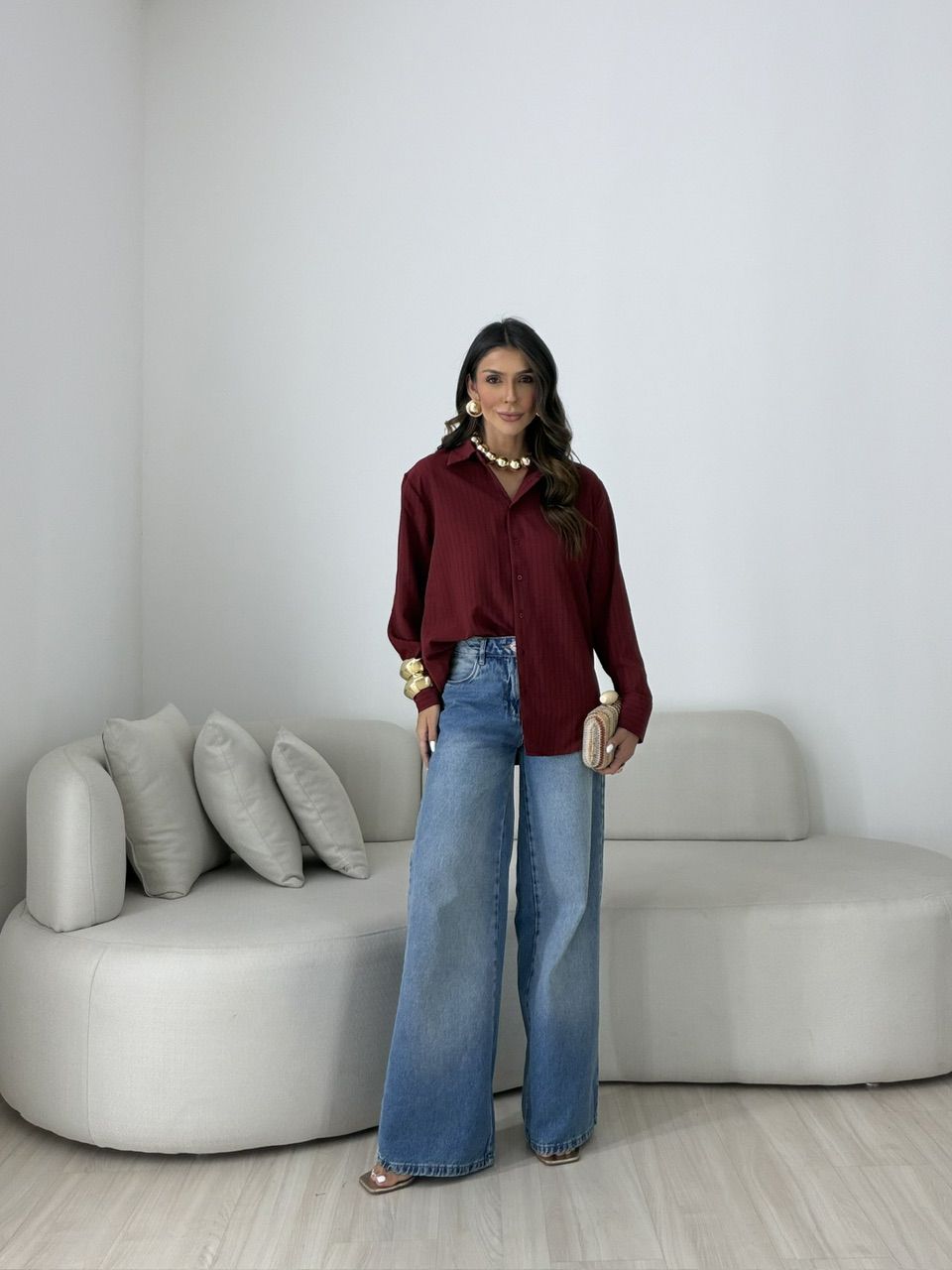 Camisa Talita Crepe Vinho