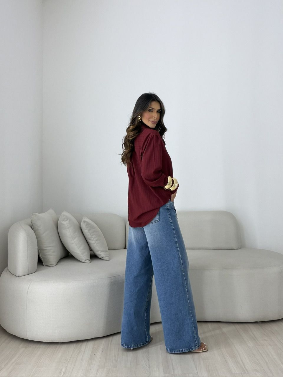 Camisa Talita Crepe Vinho
