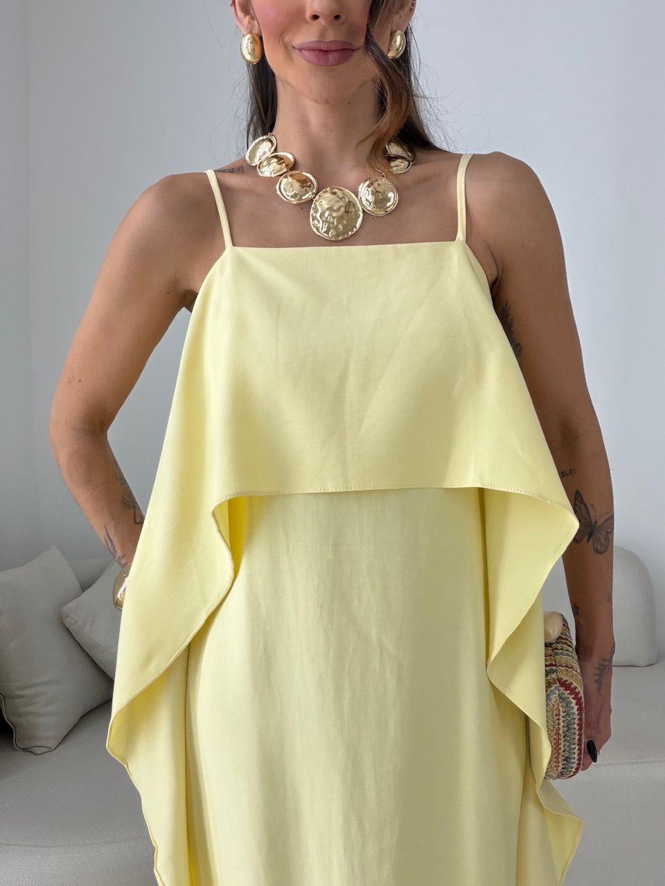 Vestido Yara Babados Amarelo