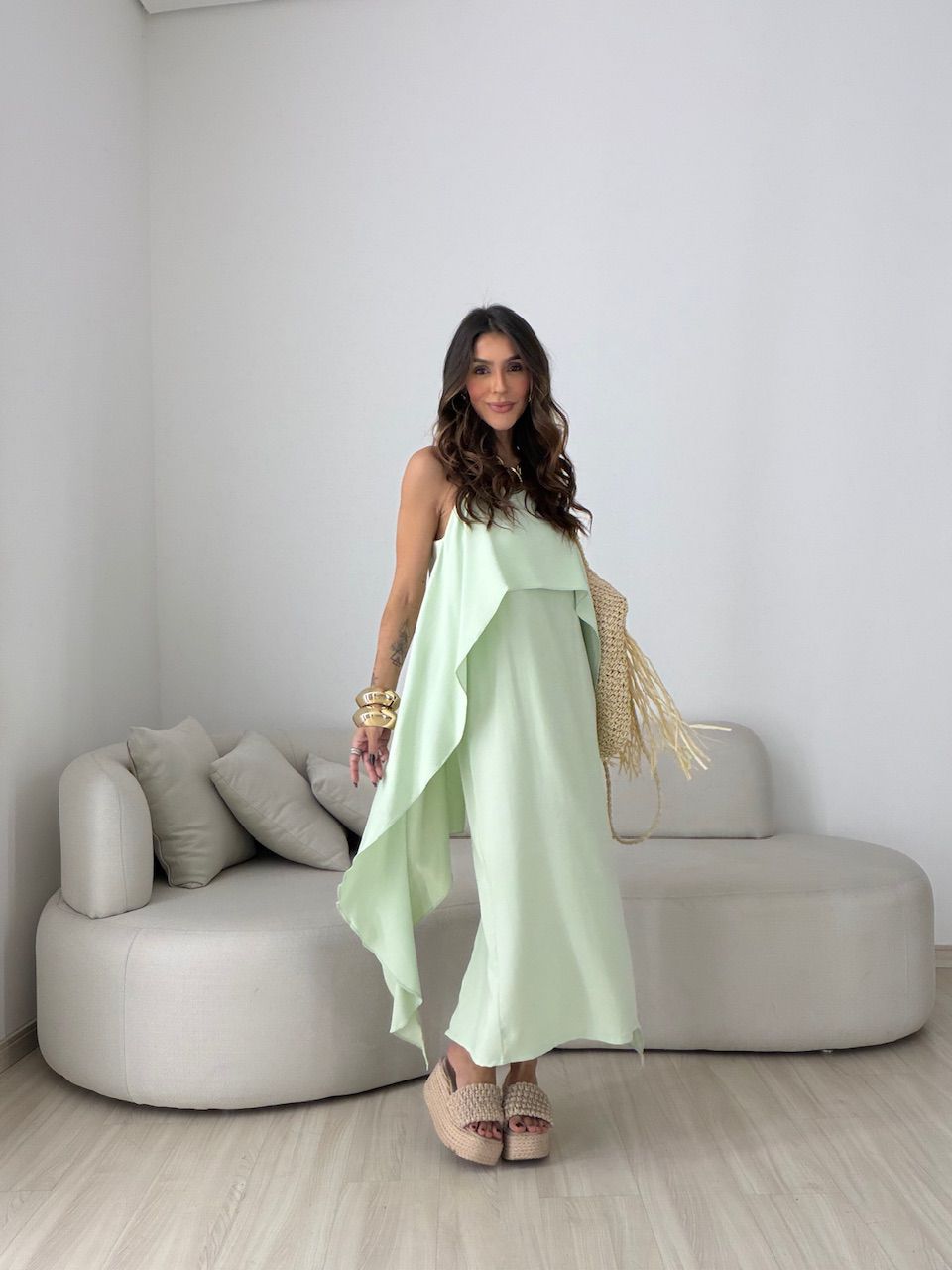 Vestido Yara Babados Verde