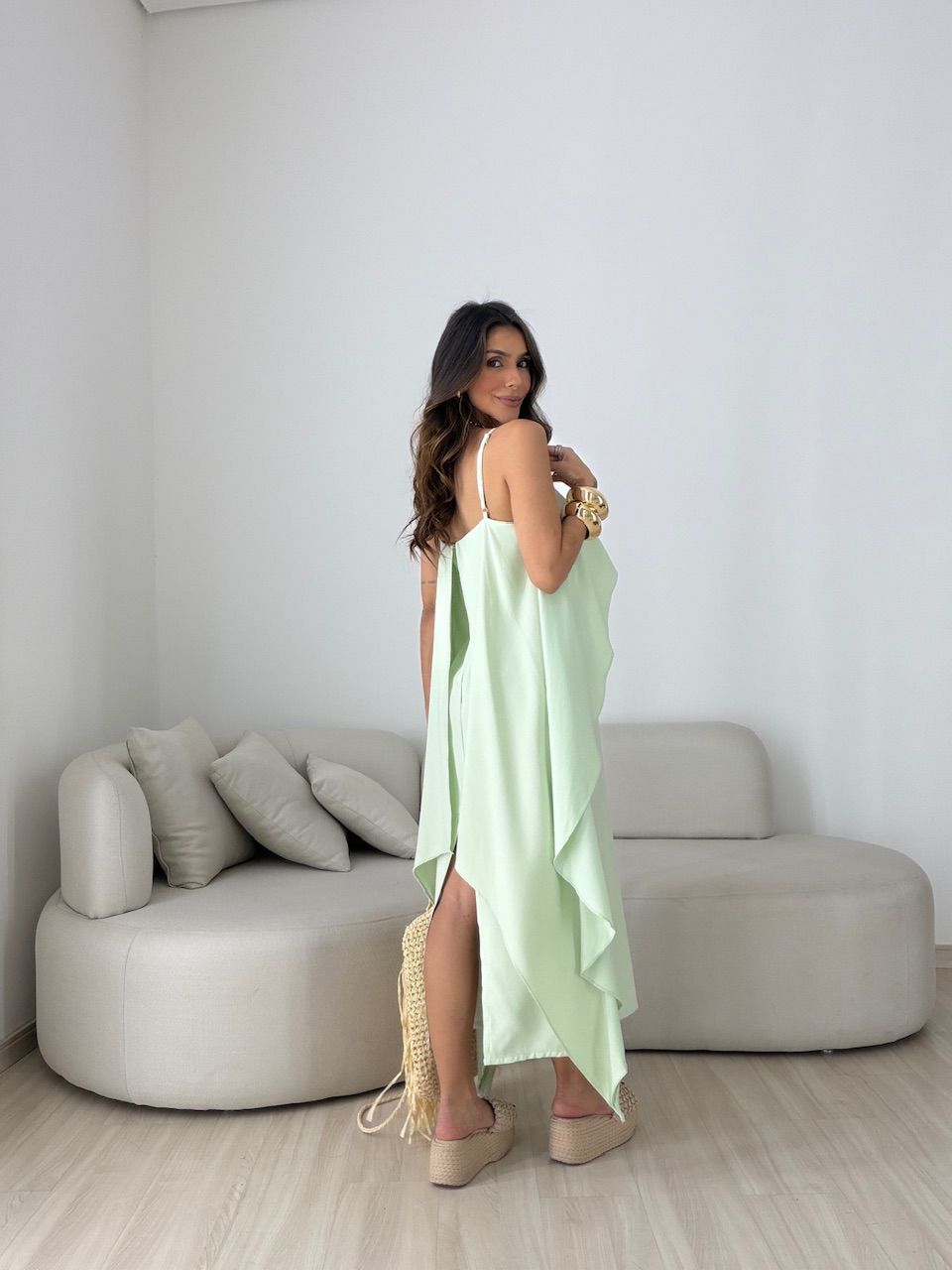 Vestido Yara Babados Verde