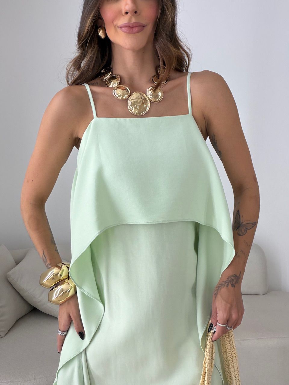 Vestido Yara Babados Verde