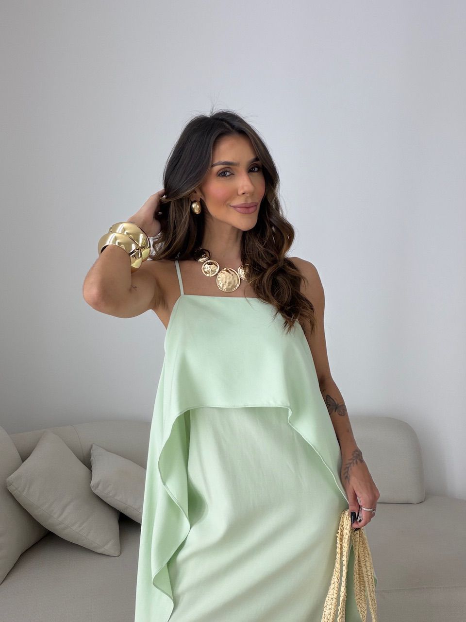 Vestido Yara Babados Verde