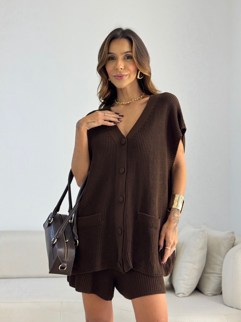 CONJUNTO EUNICE TRICOT CAFÉ