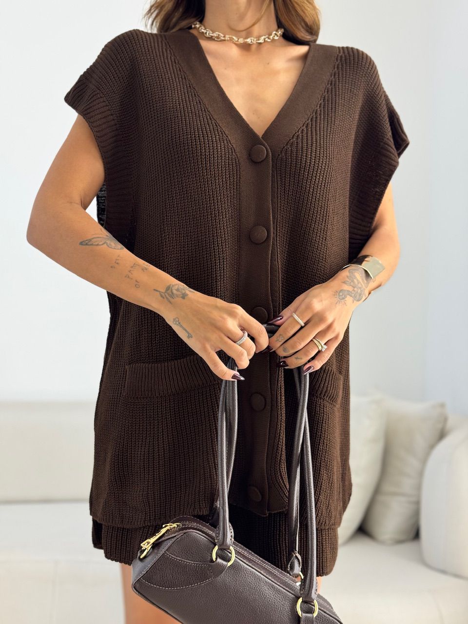 CONJUNTO EUNICE TRICOT CAFÉ