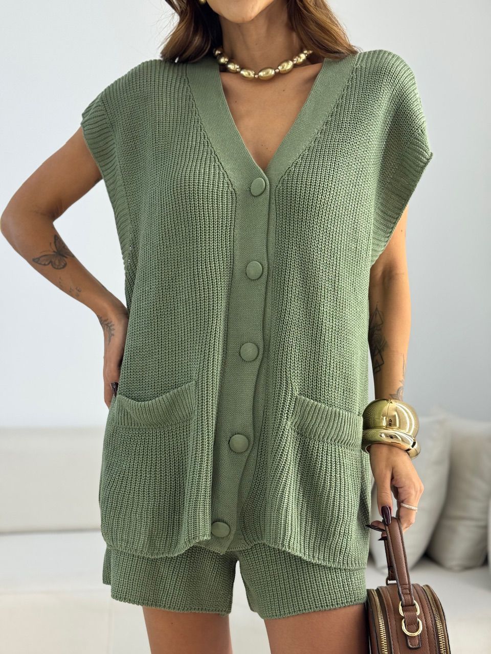 CONJUNTO EUNICE TRICOT VERDE.