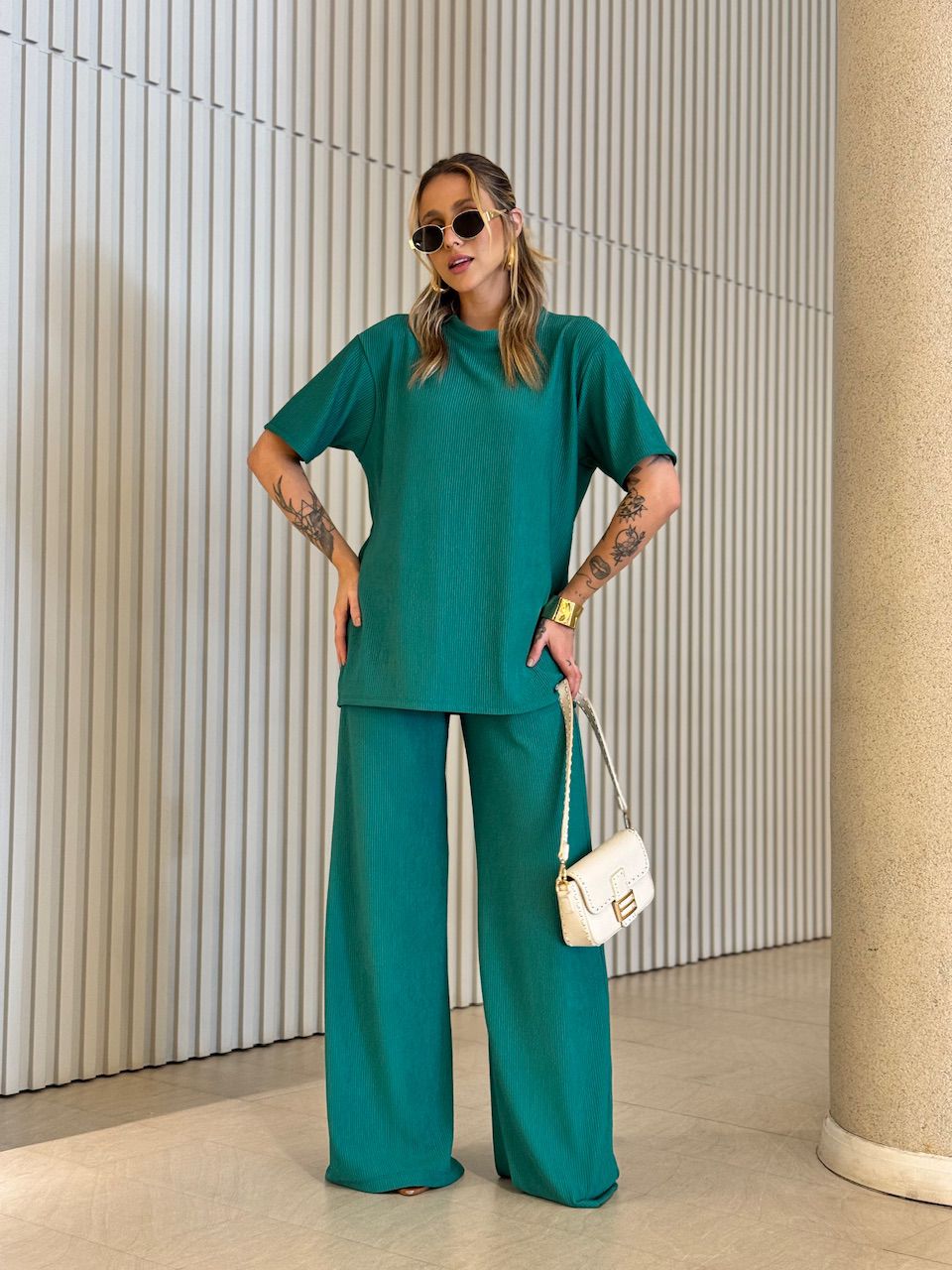 CONJUNTO IRENE BLUSA CALÇA Verde Bandeira