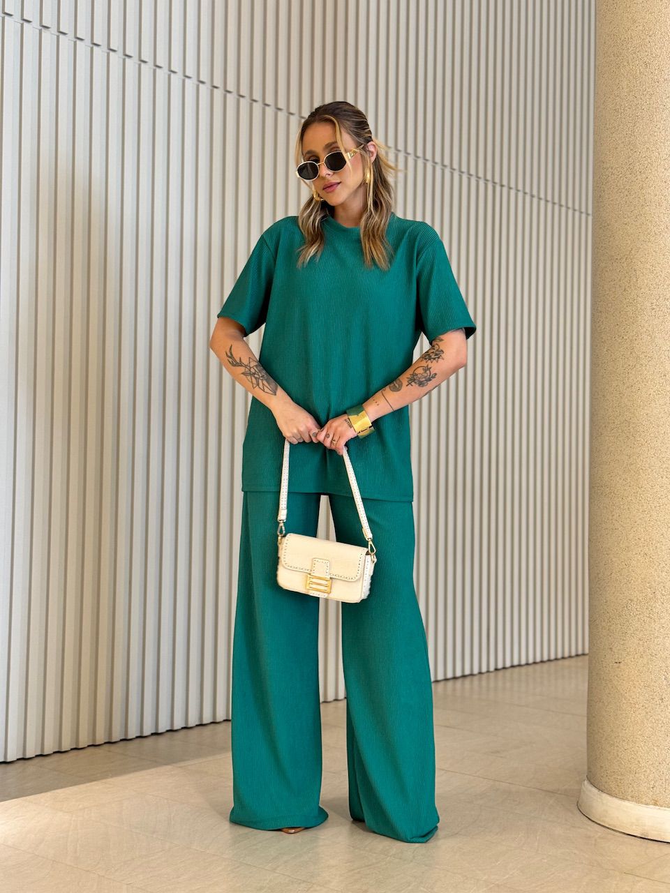 CONJUNTO IRENE BLUSA CALÇA Verde Bandeira