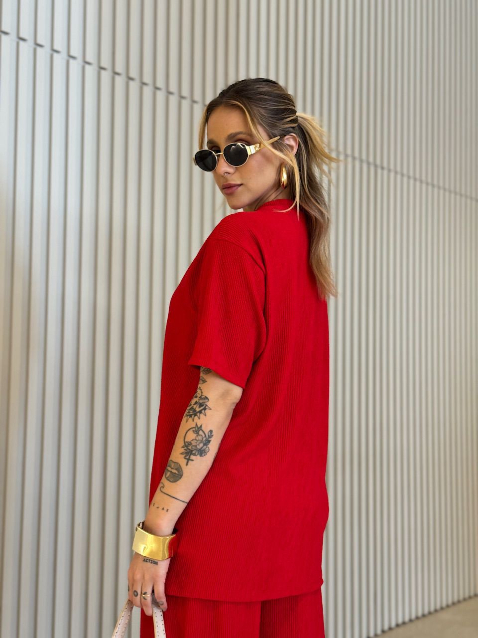 CONJUNTO IRENE BLUSA CALÇA VERMELHO.
