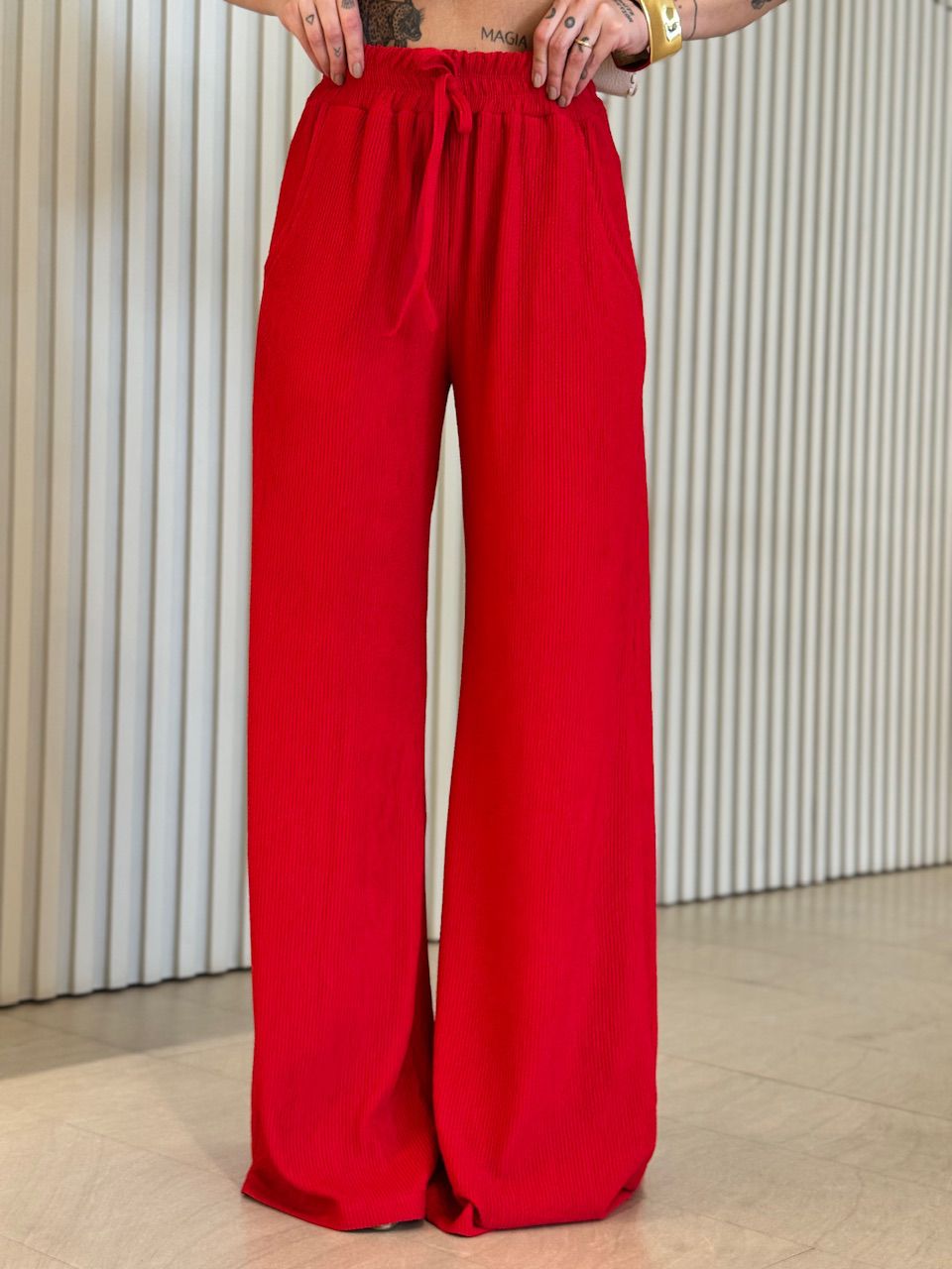 CONJUNTO IRENE BLUSA CALÇA VERMELHO.
