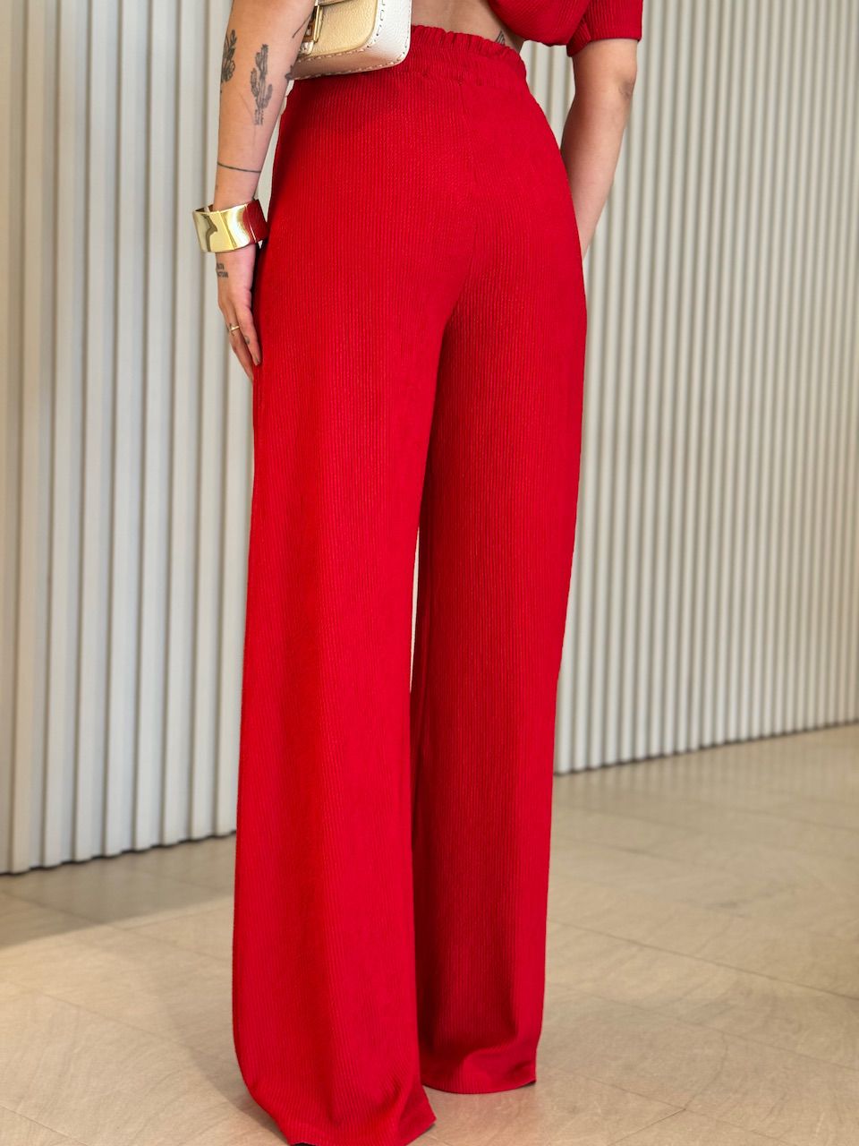 CONJUNTO IRENE BLUSA CALÇA VERMELHO.