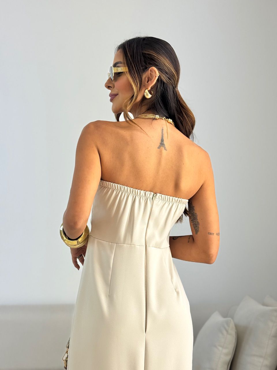 VESTIDO MANUELA TOMARA QUE CAIA Areia