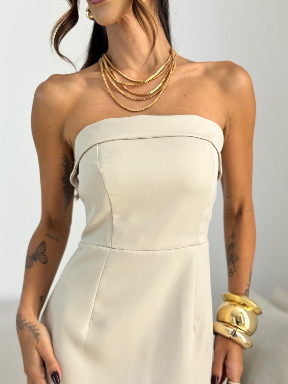 VESTIDO MANUELA TOMARA QUE CAIA Areia