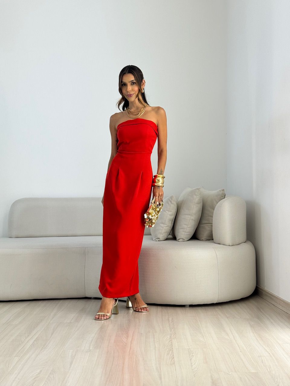 VESTIDO MANUELA TOMARA QUE CAIA vermelho - 0071710... - CAROLLA FERRARO