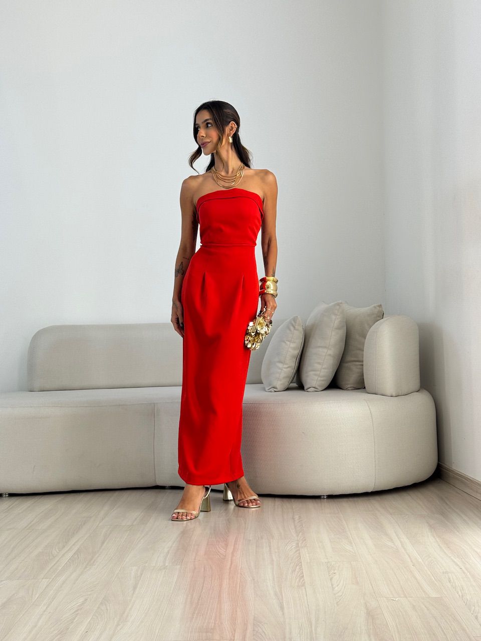 VESTIDO MANUELA TOMARA QUE CAIA vermelho