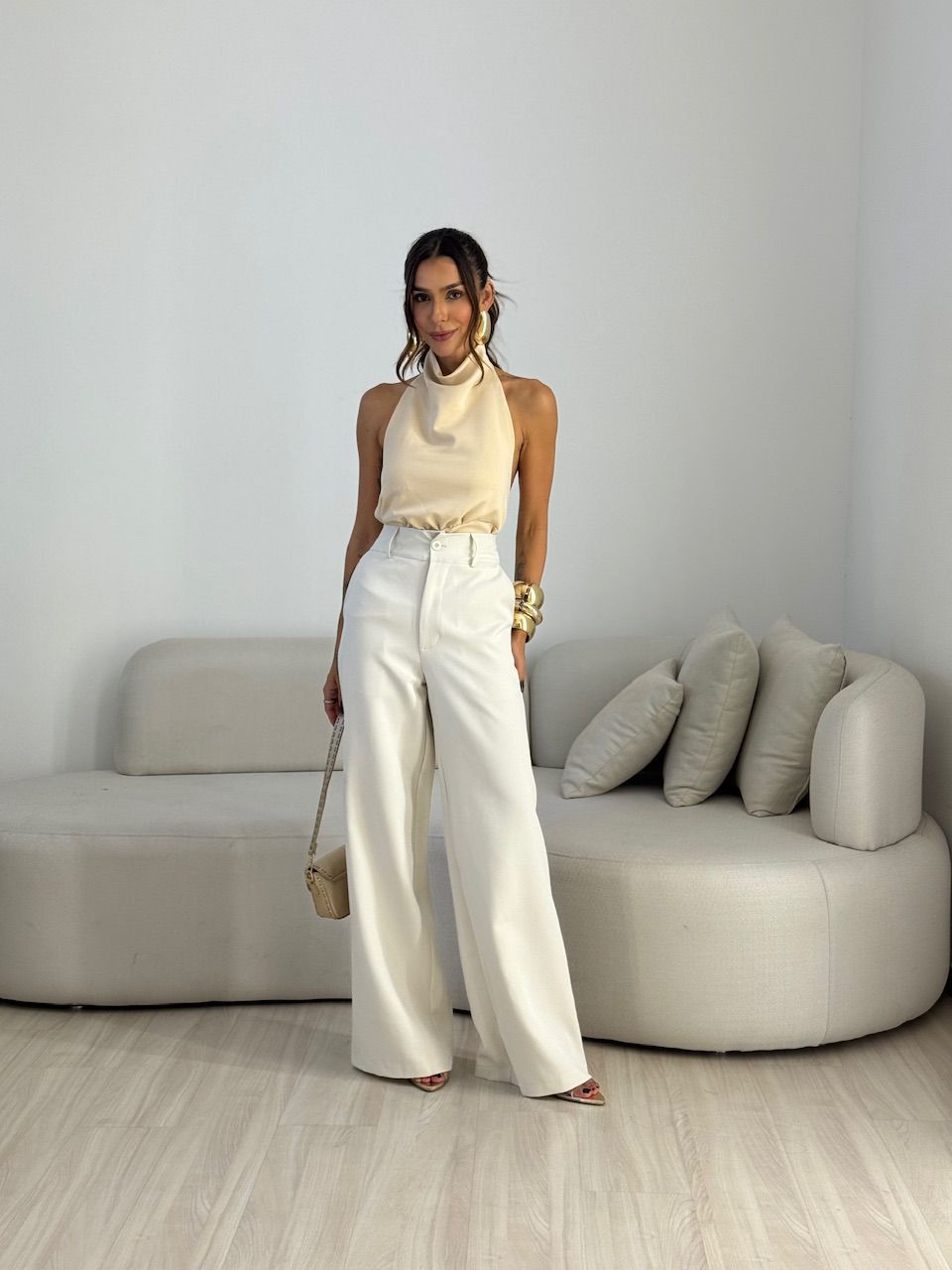 CALÇA MILENA PANTALONA AREIA