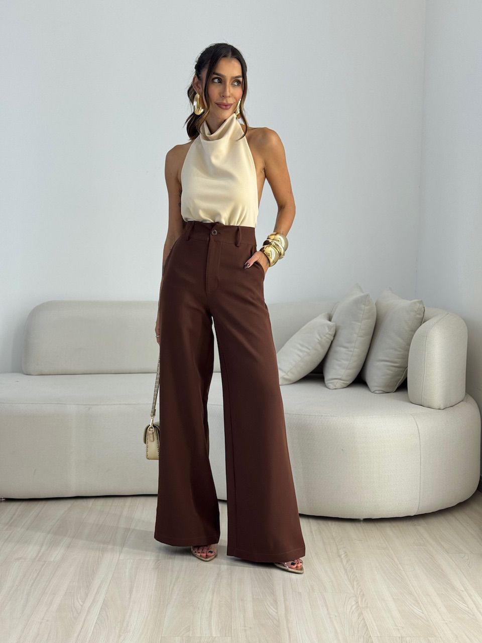 CALÇA MILENA PANTALONA MARROM