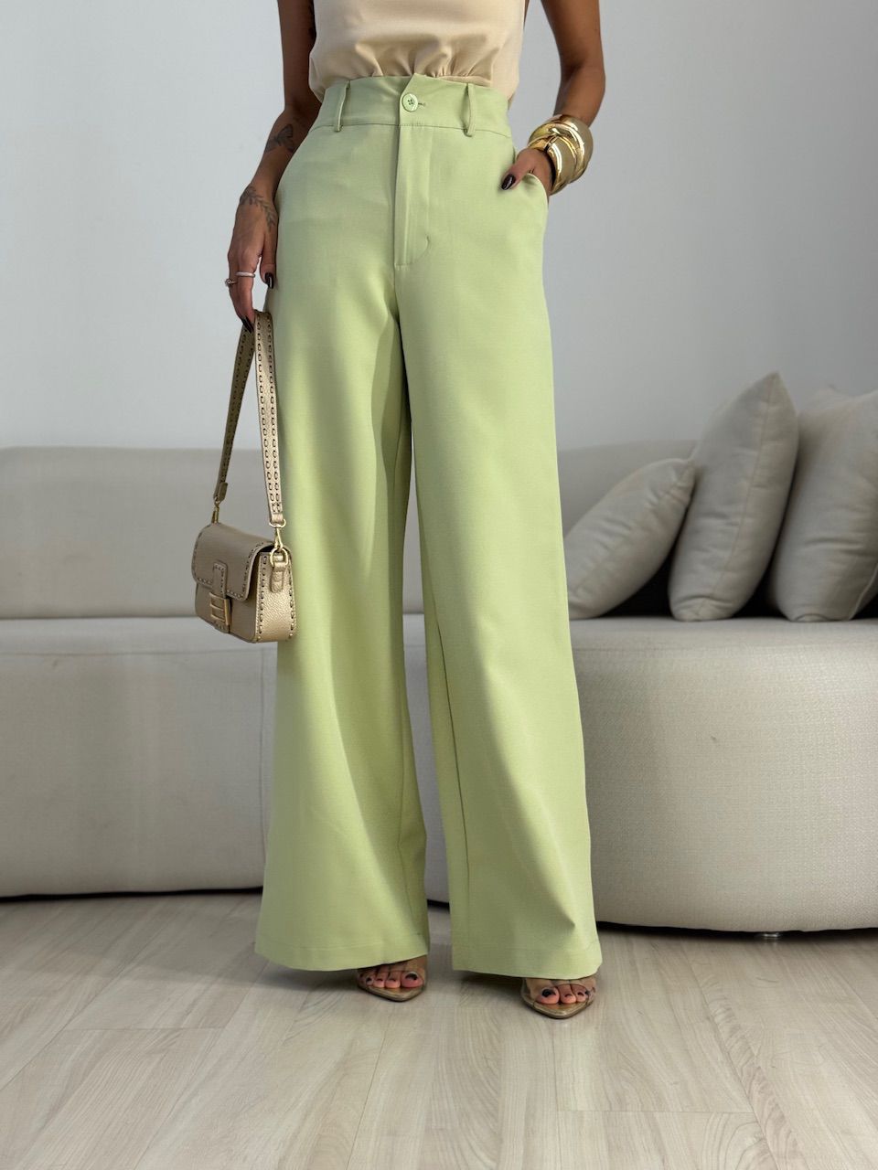 CALÇA MILENA PANTALONA VERDE - 0073410230 - CAROLLA FERRARO
