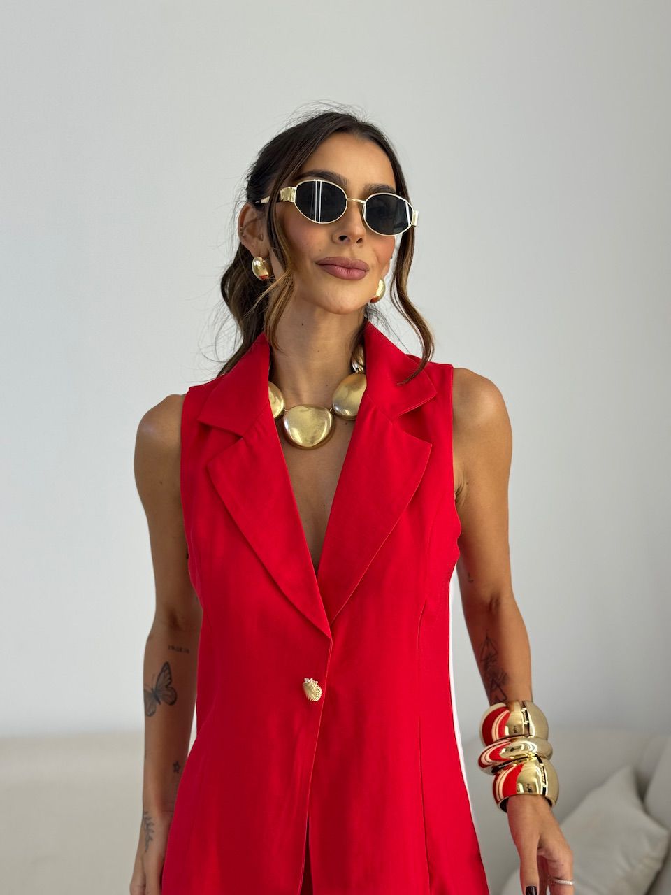 CONJUNTO STELA SHORT COLETE VERMELHO