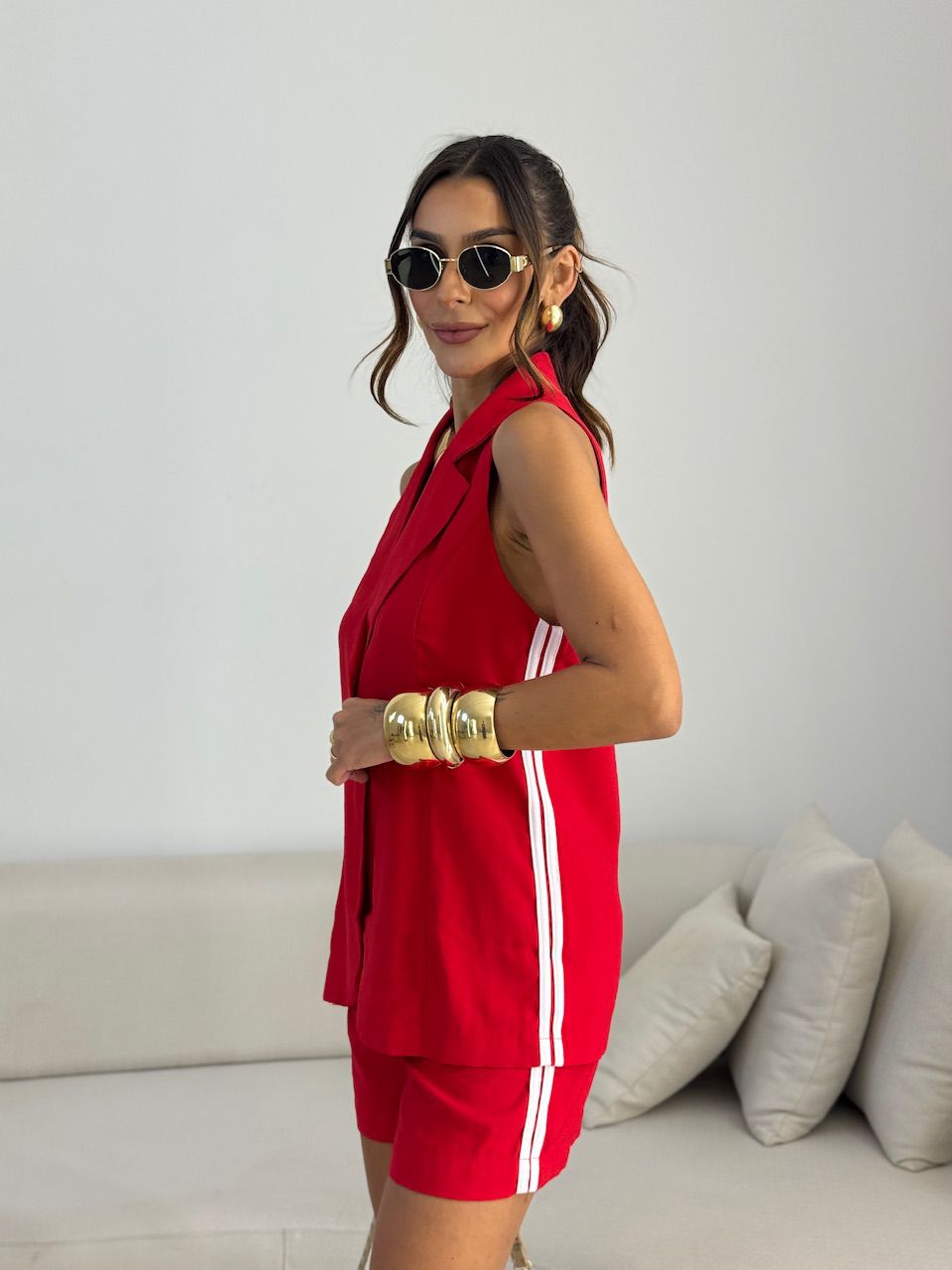 CONJUNTO STELA SHORT COLETE VERMELHO