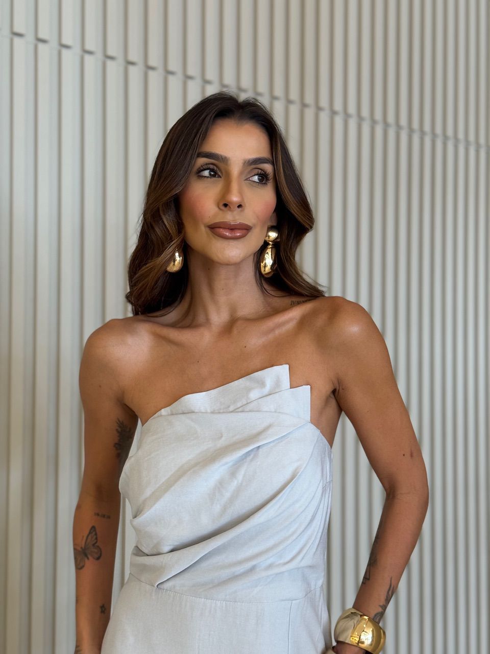 VESTIDO ELISA FENDA CINZA