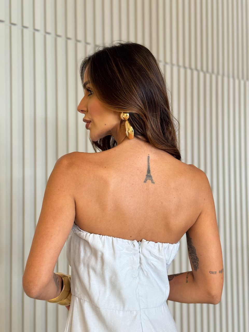 VESTIDO ELISA FENDA CINZA