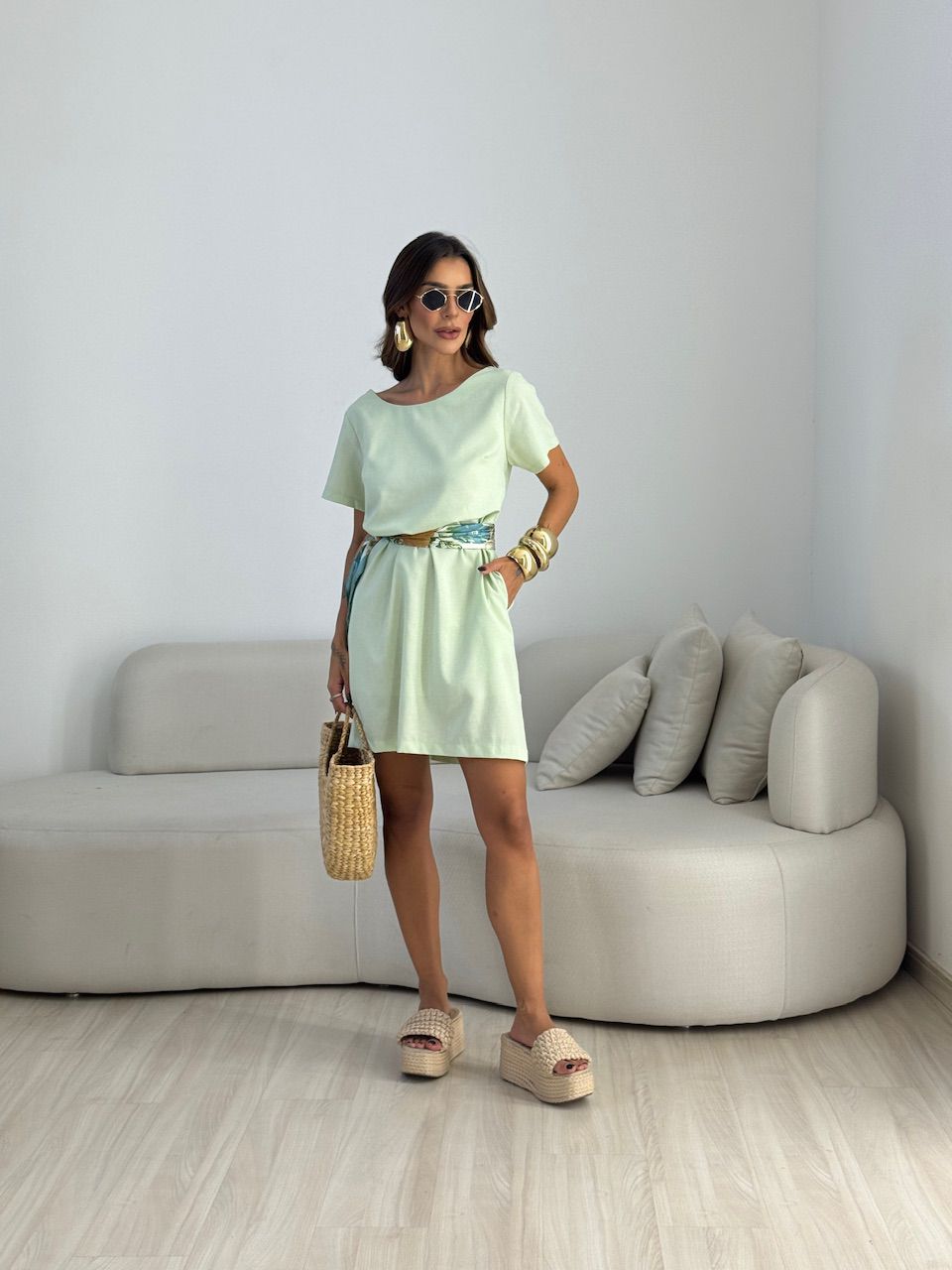 VESTIDO MAYA MANGA CURTA BABY GREEN