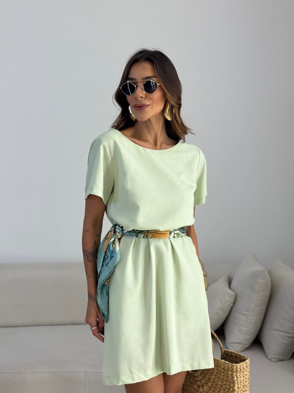 VESTIDO MAYA MANGA CURTA BABY GREEN